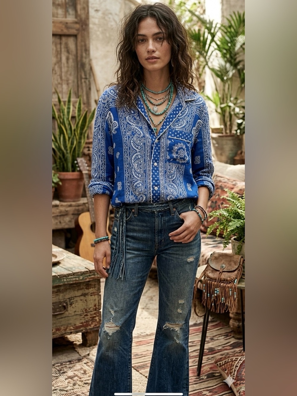 Polo Ralph Lauren XS Blue Paisley Button-Up Shirt